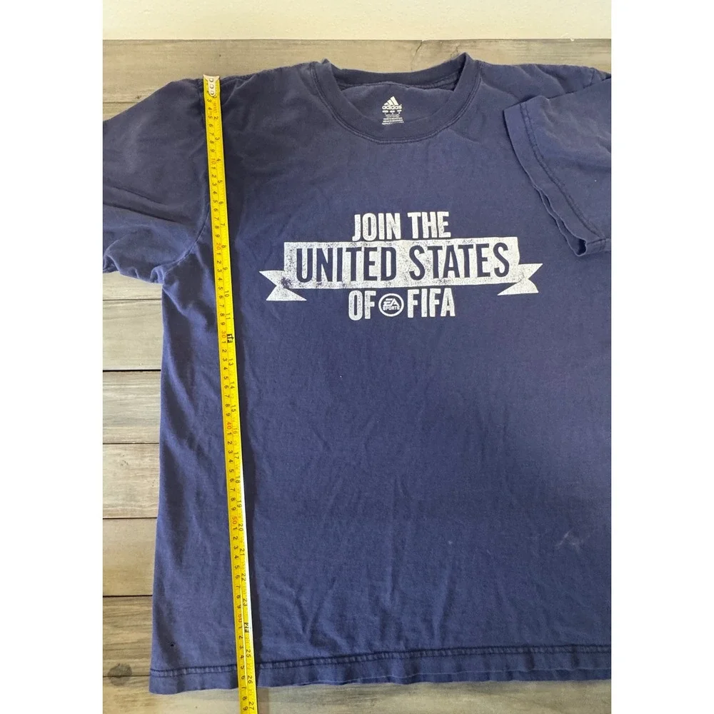 Vintage 2012 EA Sports Adidas United States Of FIFA Promo Shirt Navy Blue Lay